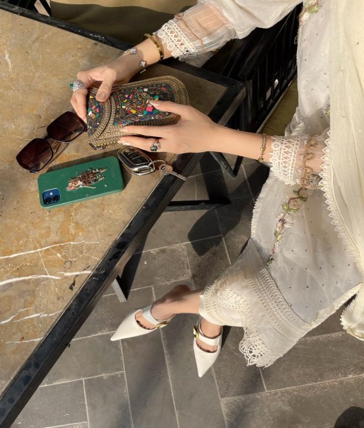 596 - Embroidered organza handmade Embellishment 