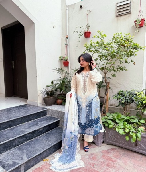 626 Embroidered double dyed organza  