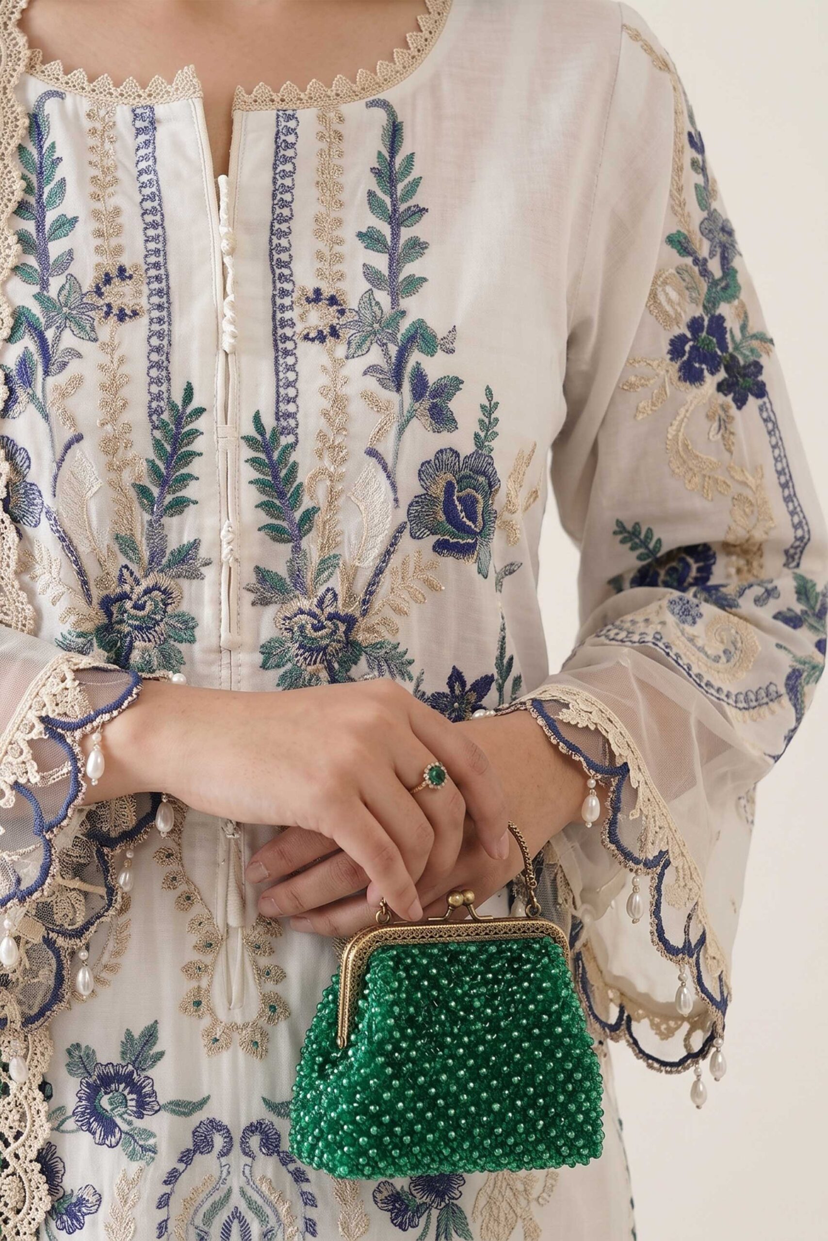 3 Piece Embroidered Cotton Suit - Image 3