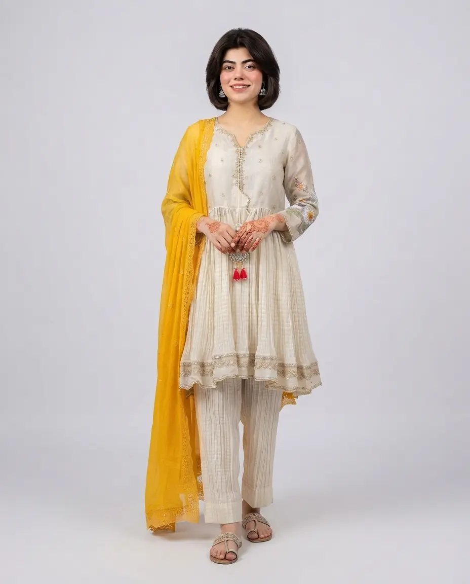 3 Piece Embroidered Cotton Suit