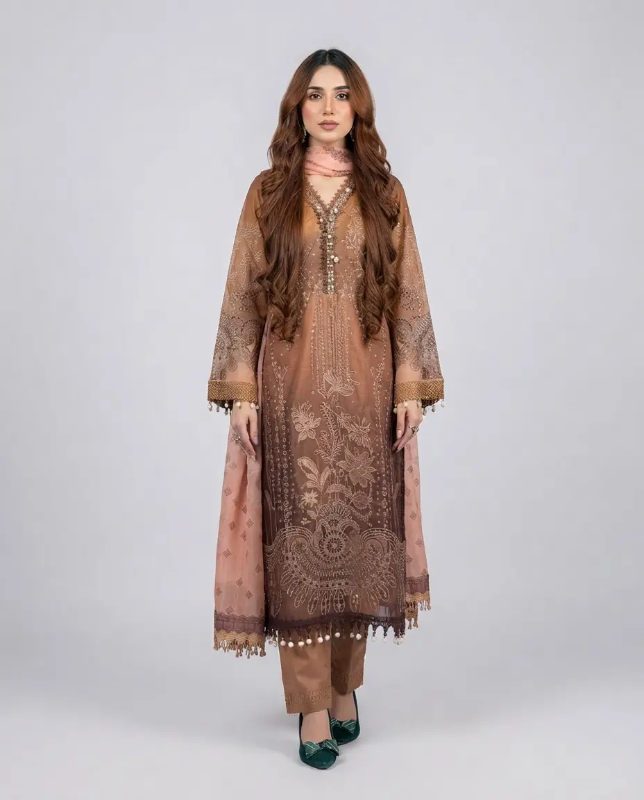3 Piece Embroidered Cotton Suit