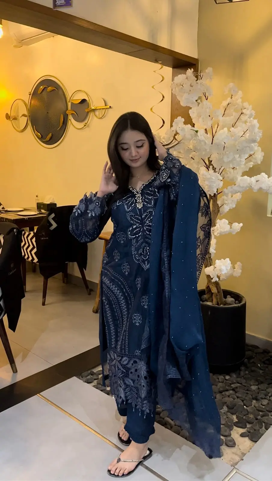 3 Piece Embroidered Organza Suit - Image 3