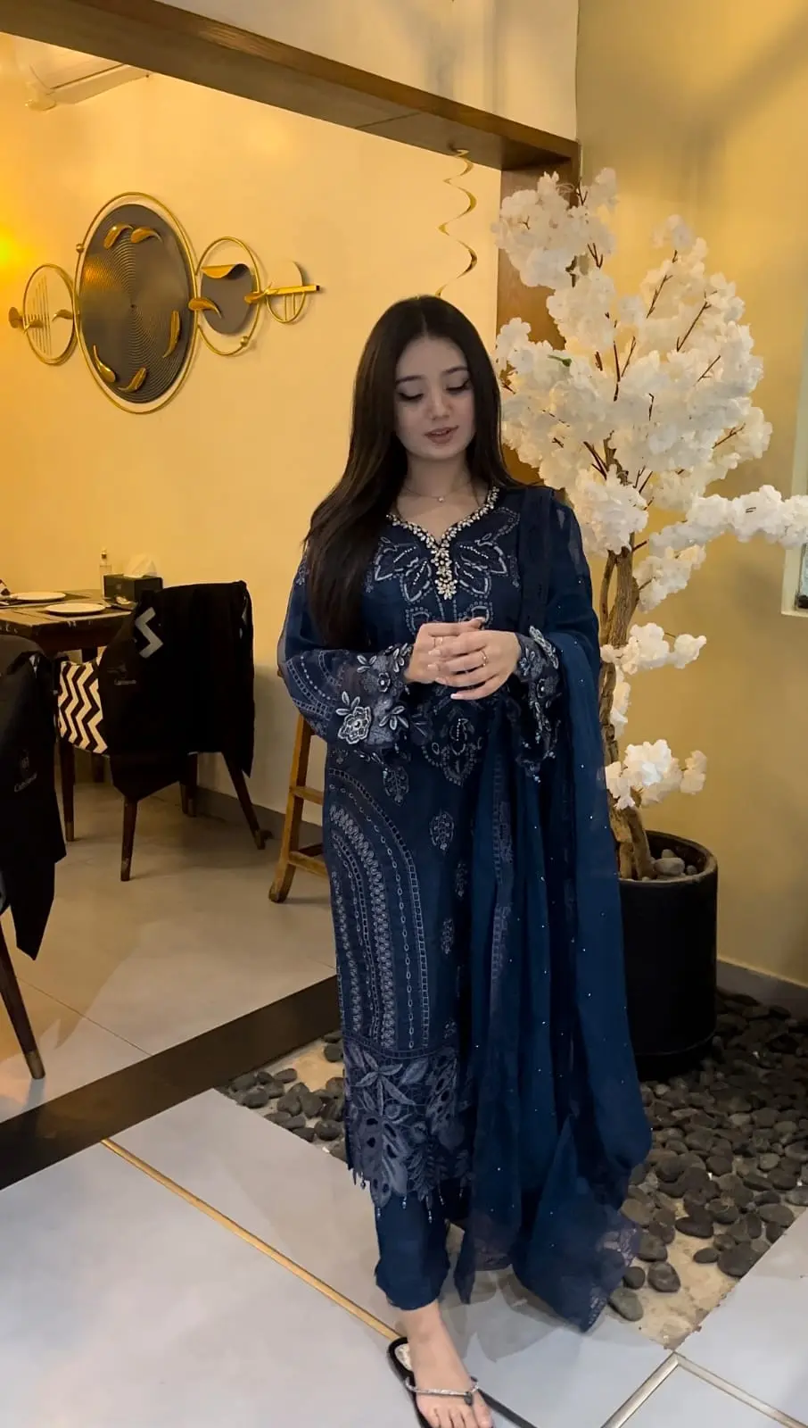 3 Piece Embroidered Organza Suit - Image 2