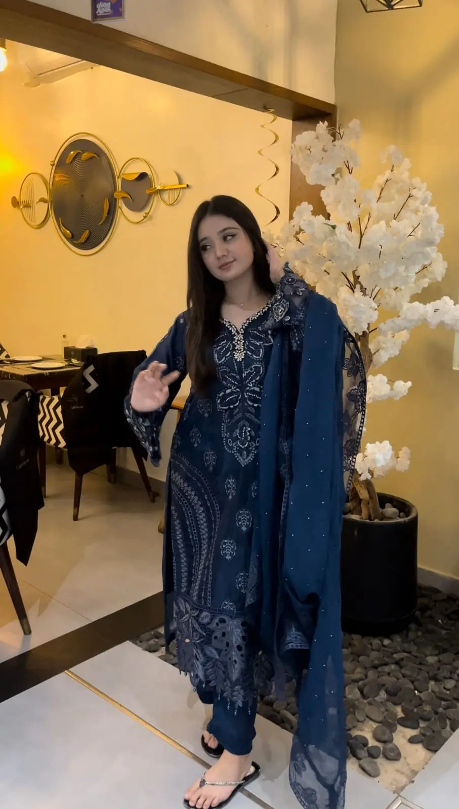 3 Piece Embroidered Organza Suit - Image 4