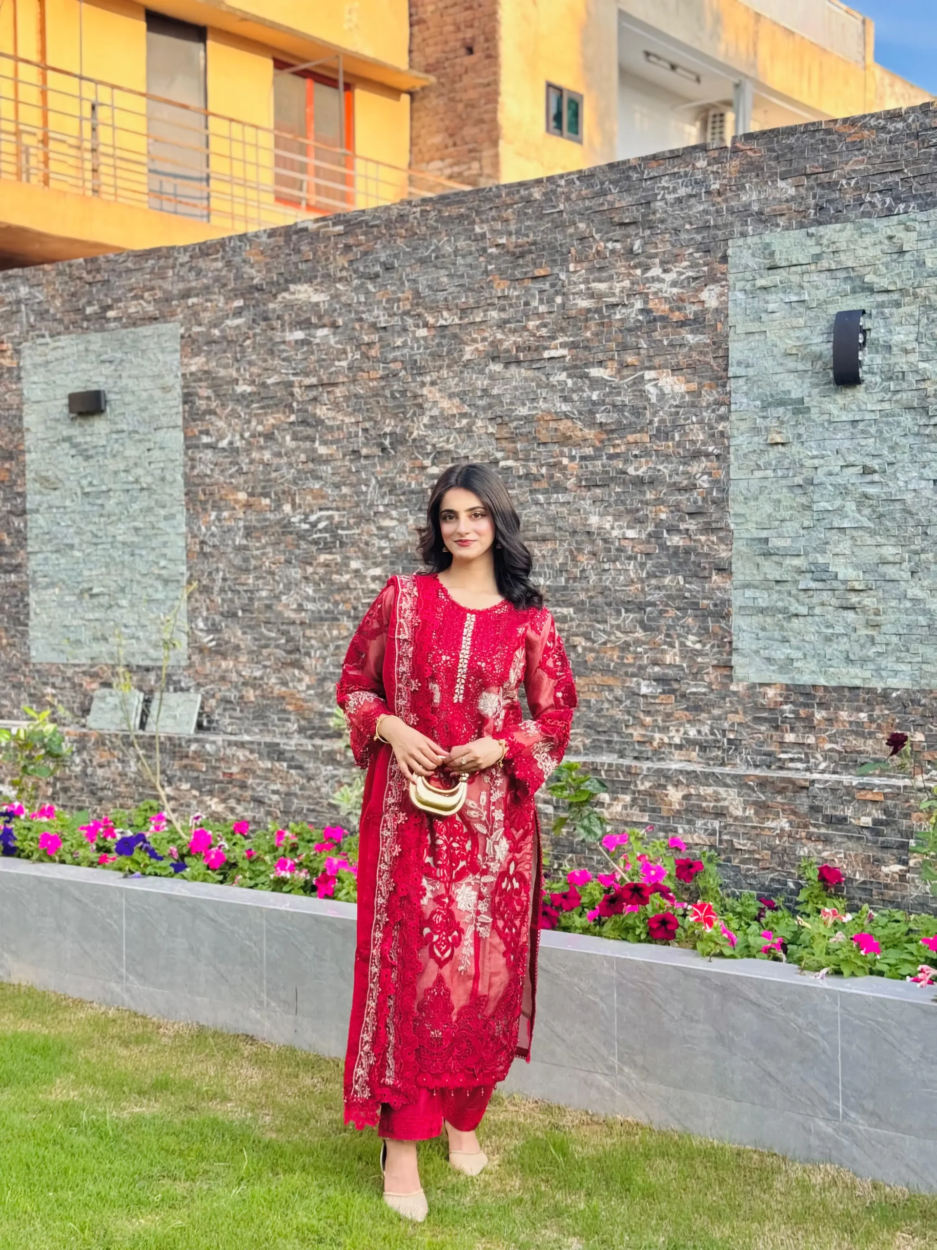 3 Piece Embroidered Organza Suit - Image 4