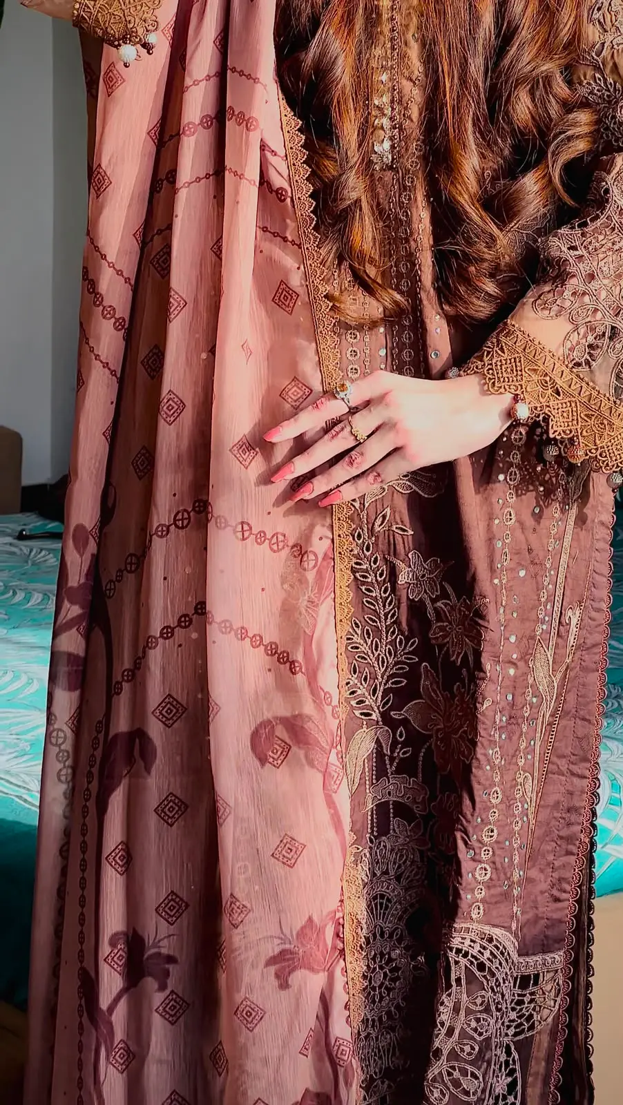 3 Piece Embroidered Cotton Suit - Image 3