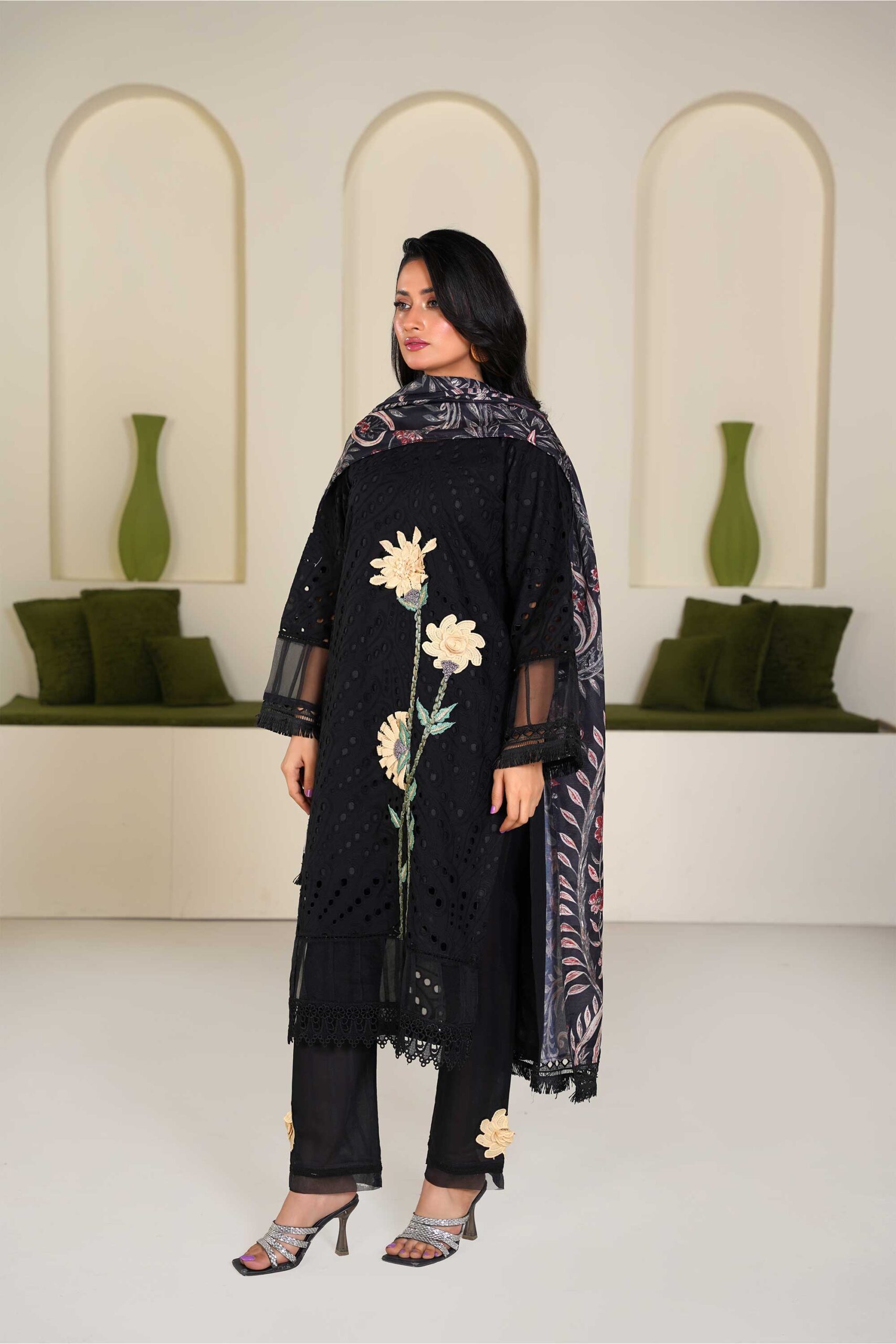 3 Piece Embroidered Cotton Suit - Image 5