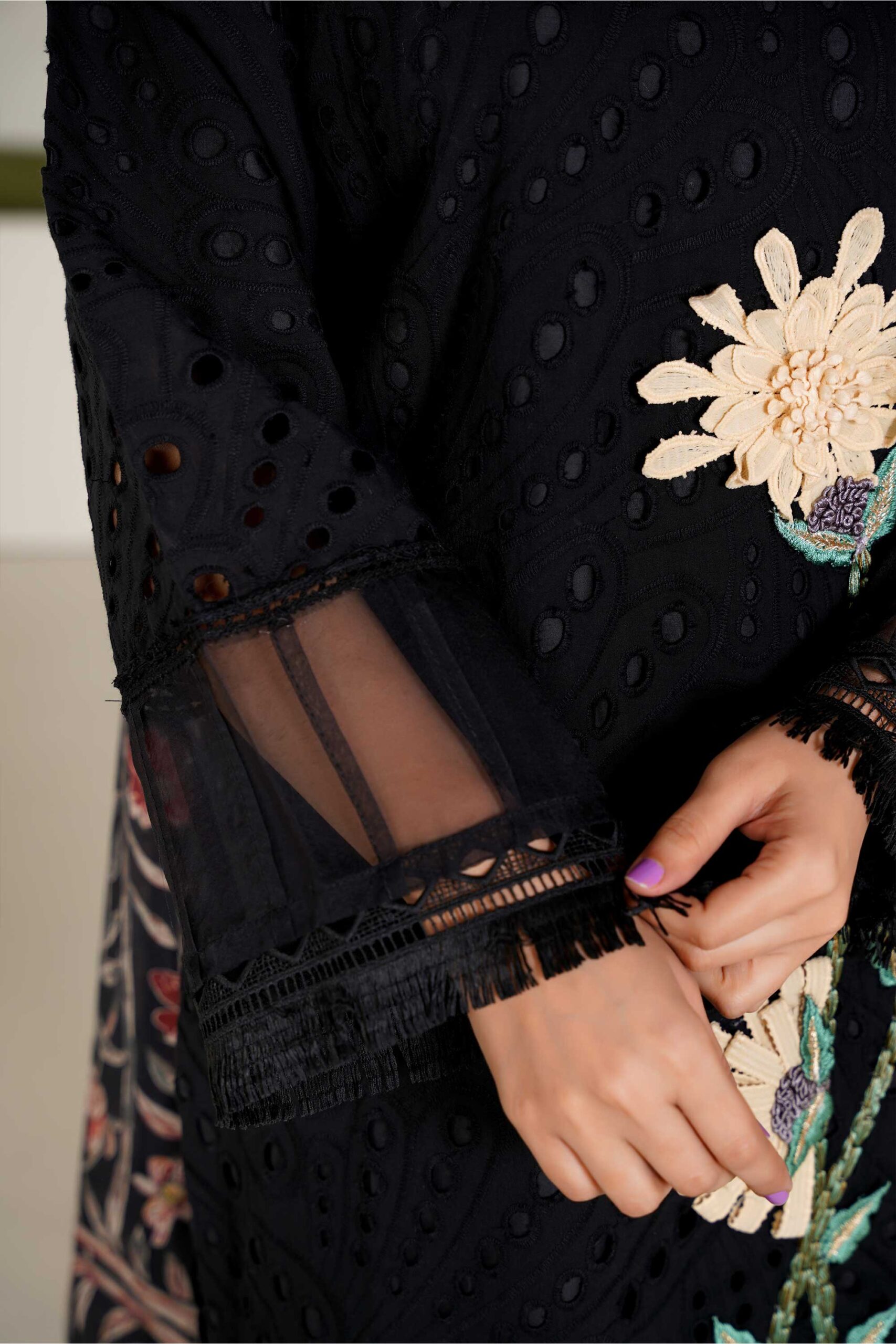 3 Piece Embroidered Cotton Suit - Image 8