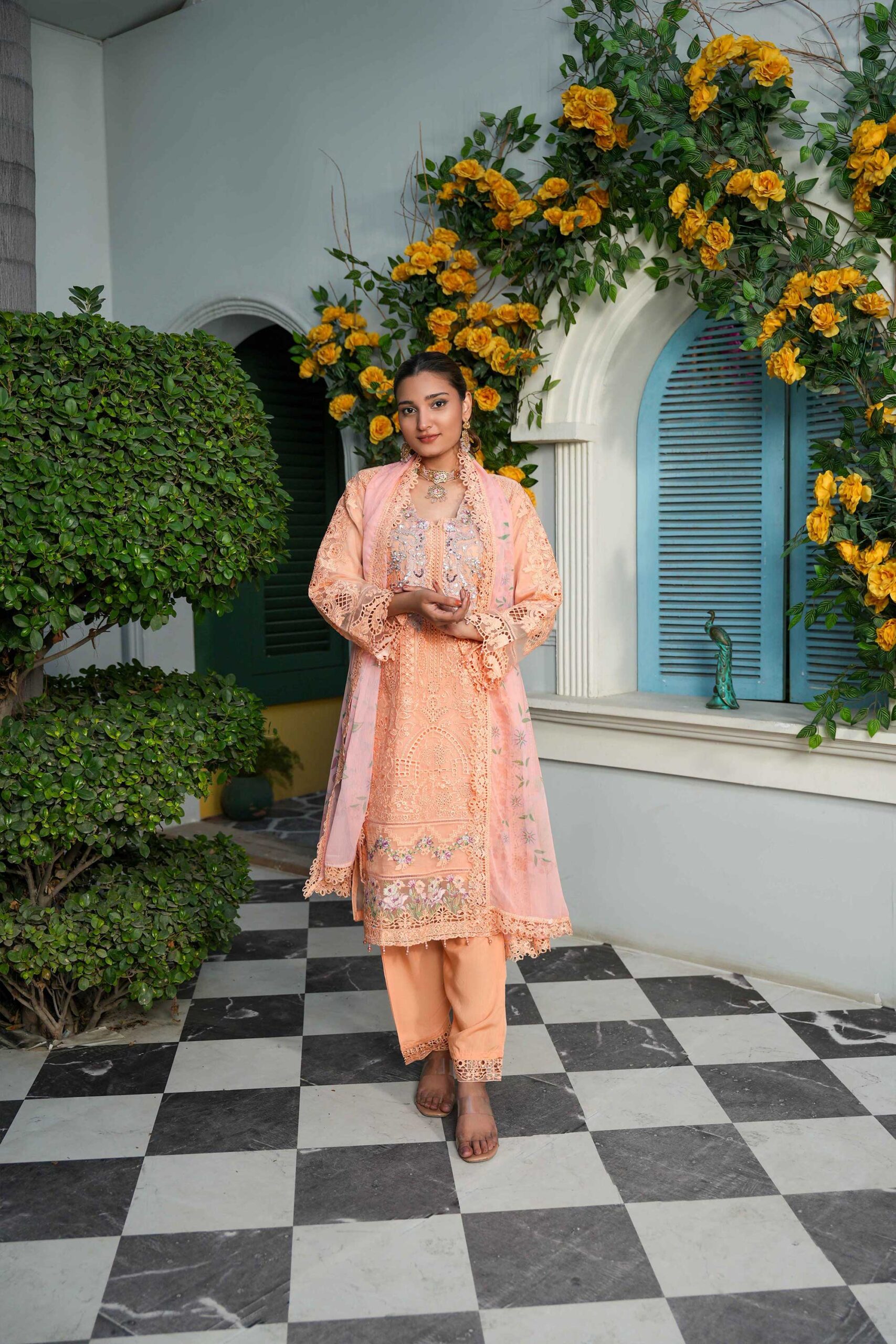 3 Piece Embroidered Organza Suit - Image 4