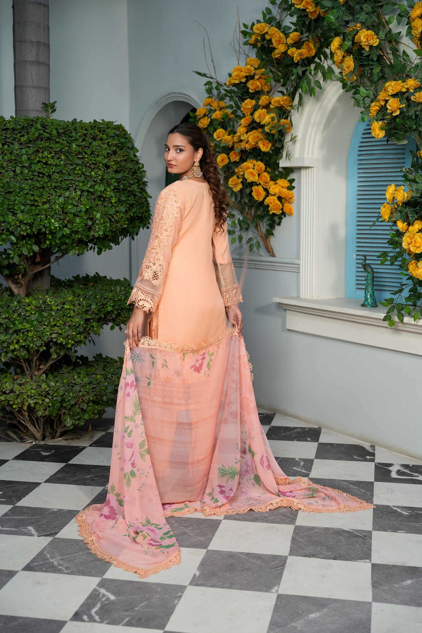 3 Piece Embroidered Organza Suit - Image 5