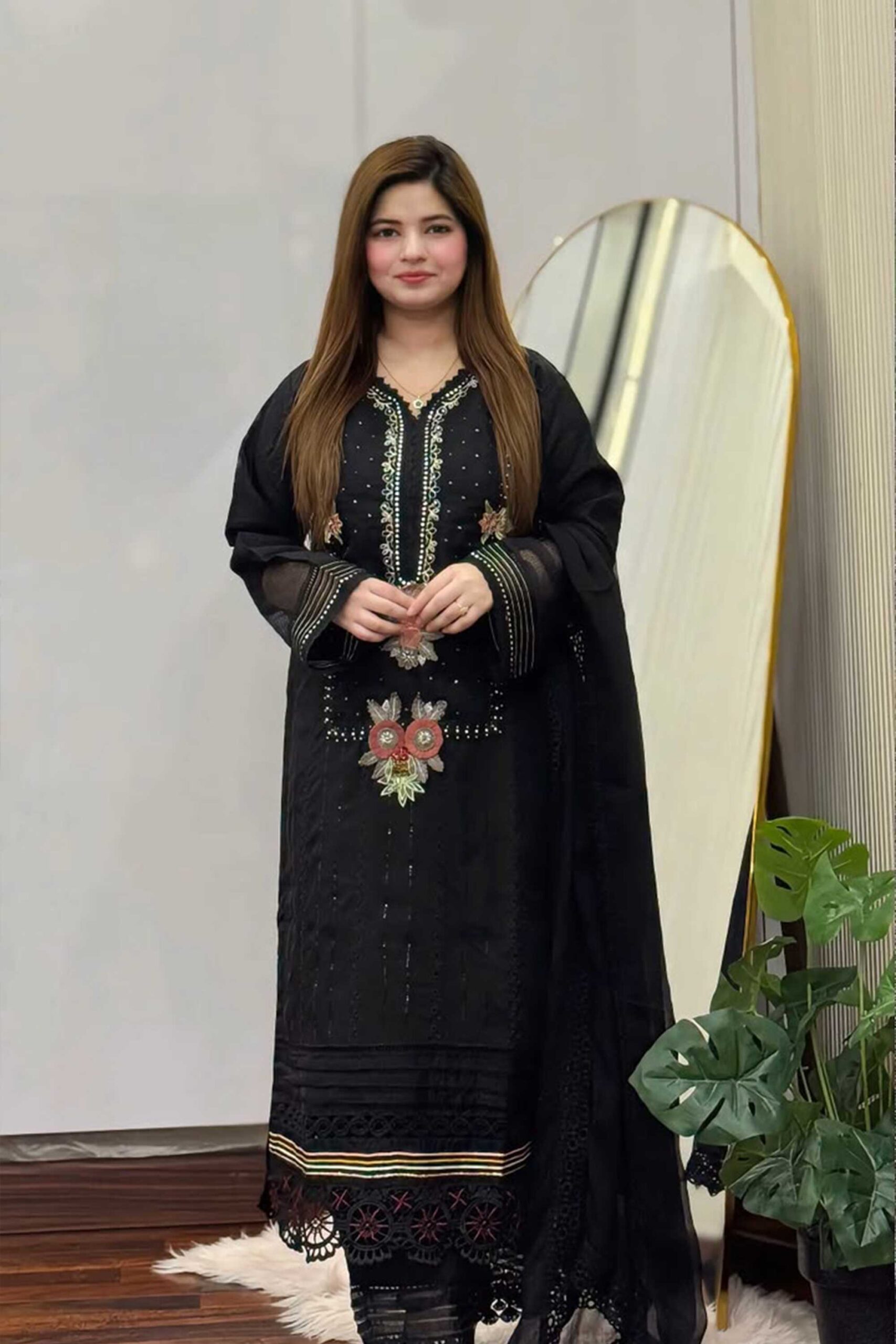 3 Piece Embroidered Viscose Suit - Image 7