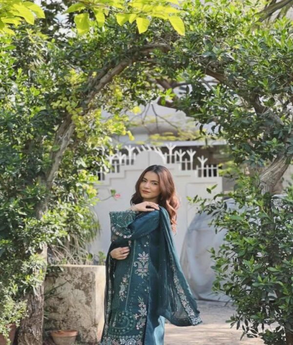 Emerald Teal Embroidered Stiching Suit