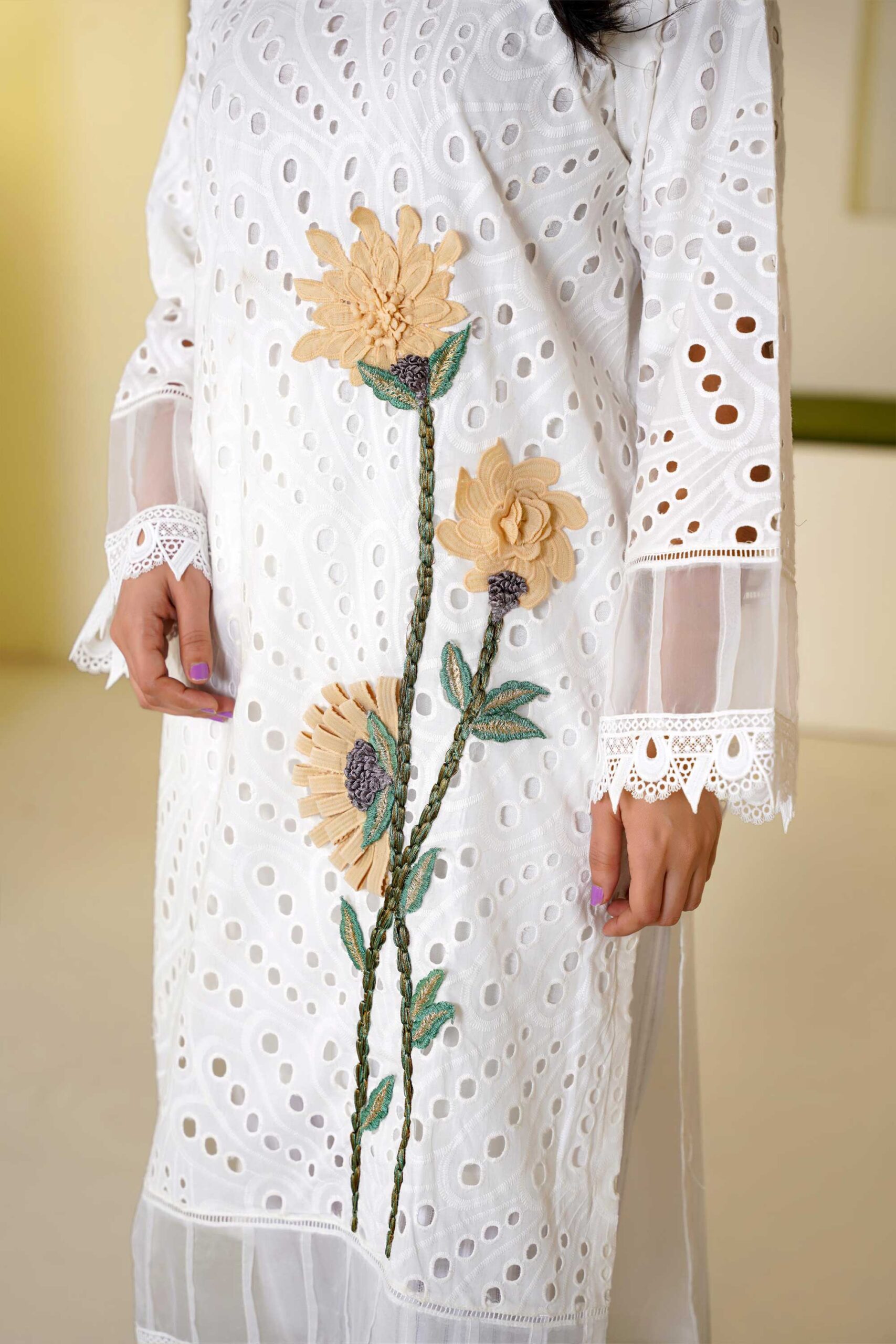 3 Piece Embroidered Cotton Suit - Image 6