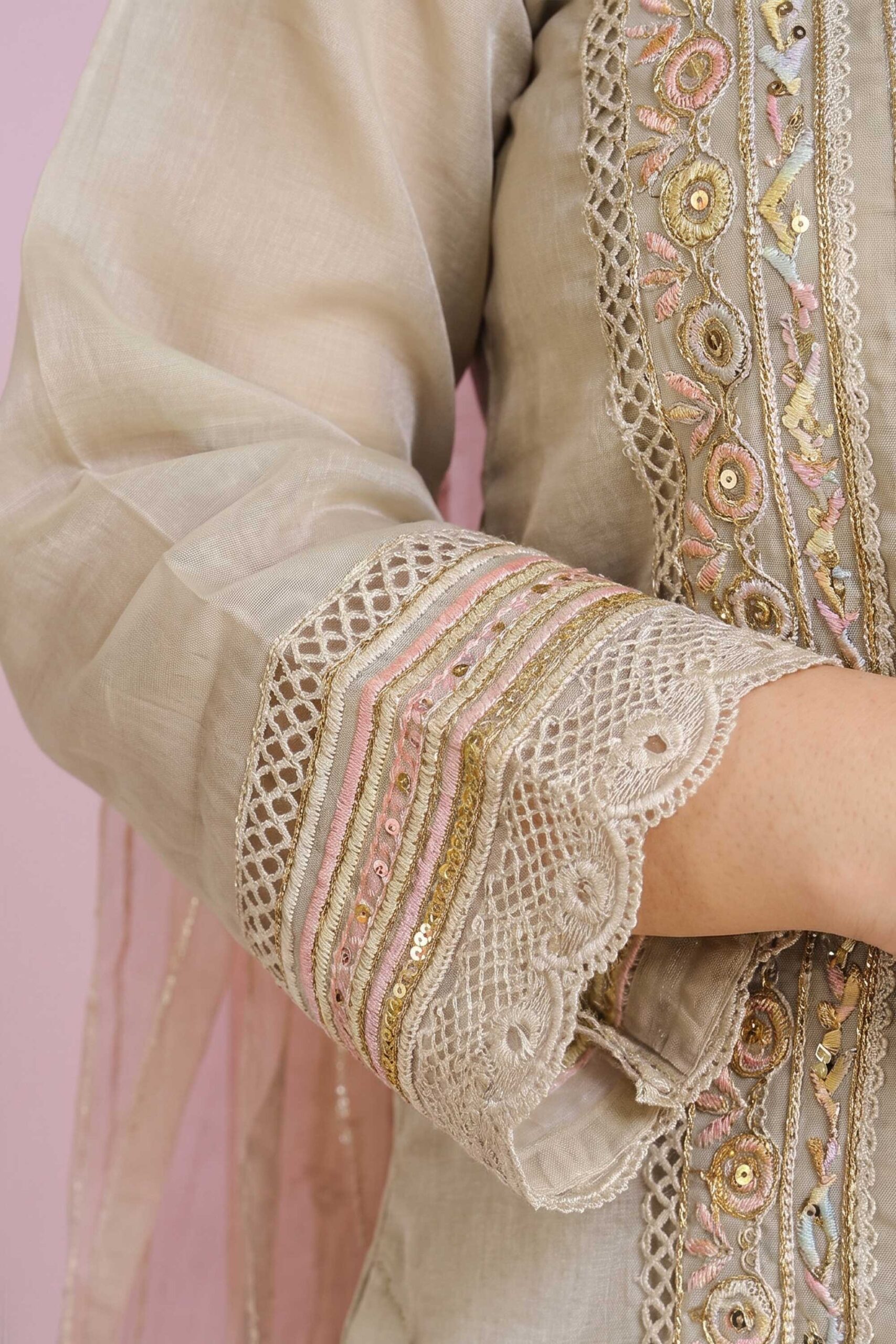 3 Piece Embroidered Cotton Suit - Image 5